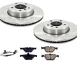 Front Brake Rotors & Ceramic Brake Pads & Sensor For BMW 530i 2004 2005 06 2007