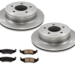 Fits 2004-06 Ford E150 Van (2)  Rear Brake Disc Rotors & CERAMIC Pads