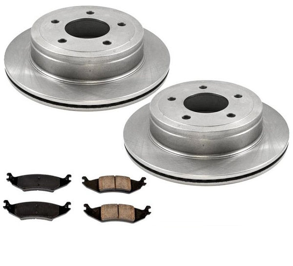 Fits 2004-06 Ford E150 Van (2)  Rear Brake Disc Rotors & CERAMIC Pads