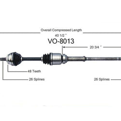 1998 Volvo V70 AWD Automatic Passenger Side CV Drive Axle Shaft New