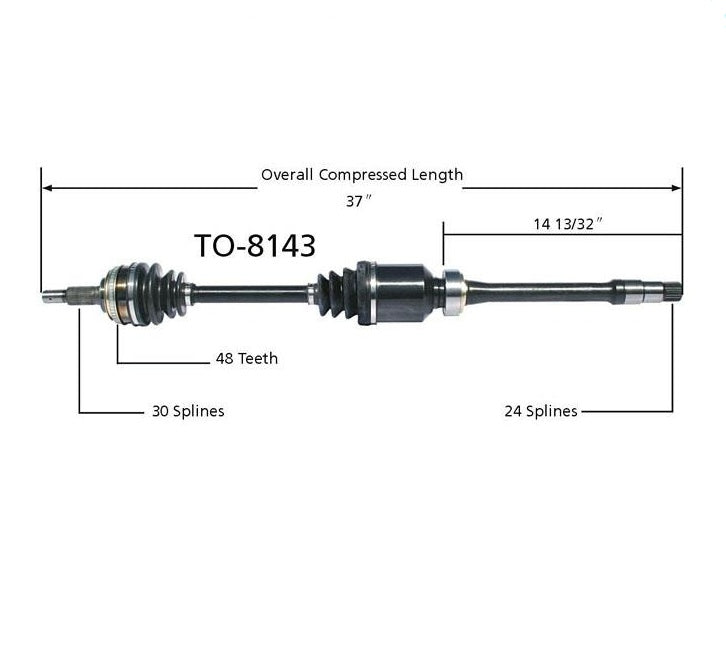 Eje CV delantero P/S SurTrack TO-8143 para transmisión manual Camry V6 97-01