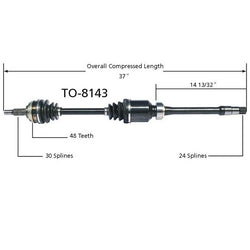 Eje CV delantero P/S SurTrack TO-8143 para transmisión manual Camry V6 97-01