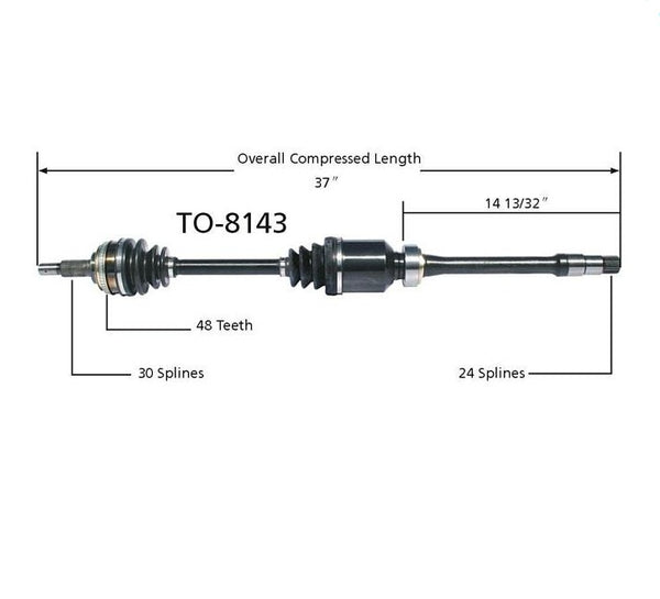 Eje CV delantero P/S SurTrack TO-8143 para transmisión manual Camry V6 97-01