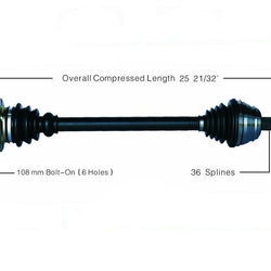 For 2000-2002 Audi TT Quattro Passenger Side New CV Drive Axle Shaft