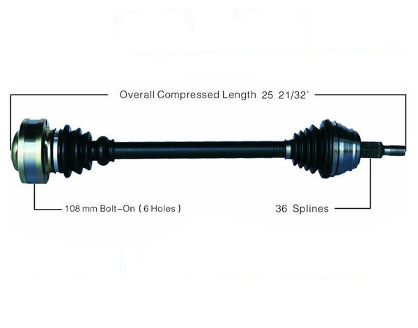 For 2000-2002 Audi TT Quattro Passenger Side New CV Drive Axle Shaft