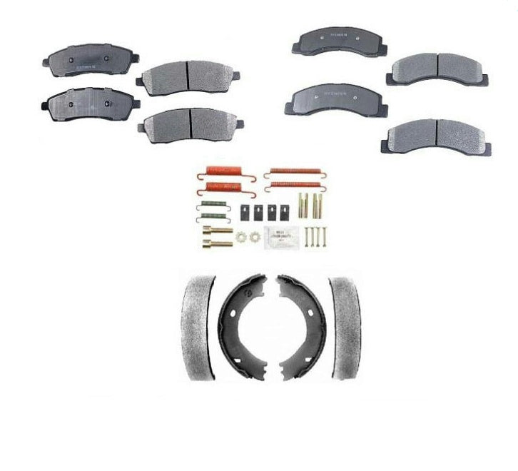 Front & Rear Brake Pads & Emergency Shoes For 1997 1999 2002 Ford Expedition