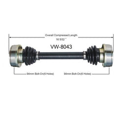 68-79 Beetle Beetle Ghia Squareback REAR (1) CV Drive Axle Shaft VW8043