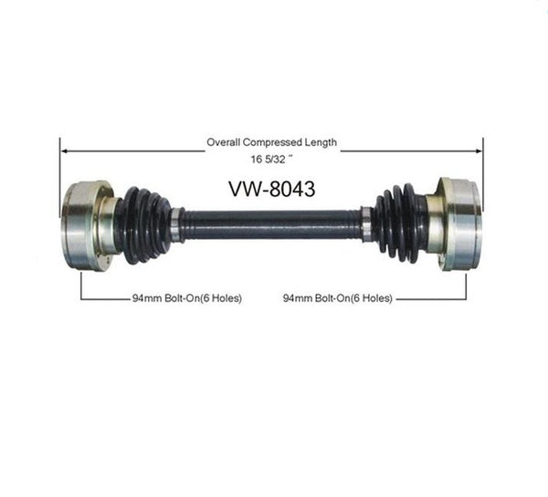 68-79 Beetle Beetle Ghia Squareback REAR (1) CV Drive Axle Shaft VW8043