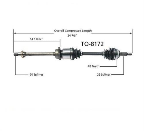 03-05 MR2 Spyder Passengers Side REAR AXLE 100% All New CV Axle Shaft