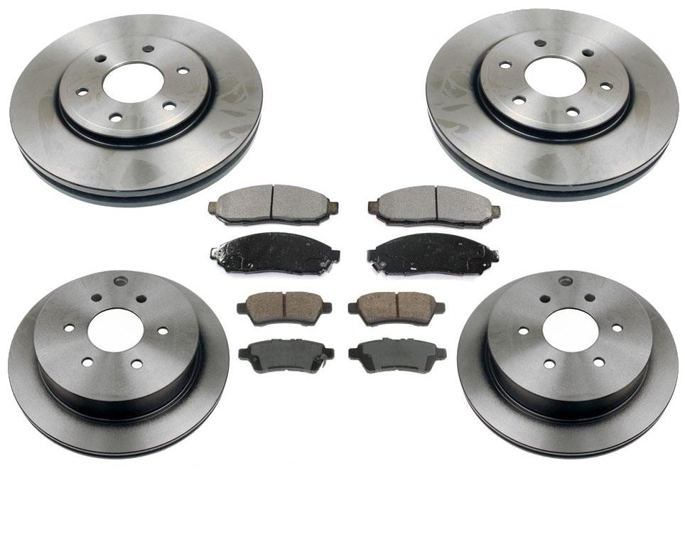 Front & Rear Rotors & Brake Pads For 05-15 Nissan Frontier 2.5L Rear Wheel Drive