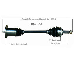 100% All New 8158 CV Axle Shaft - New, Rear Left Drivers Side 00-09 S2000