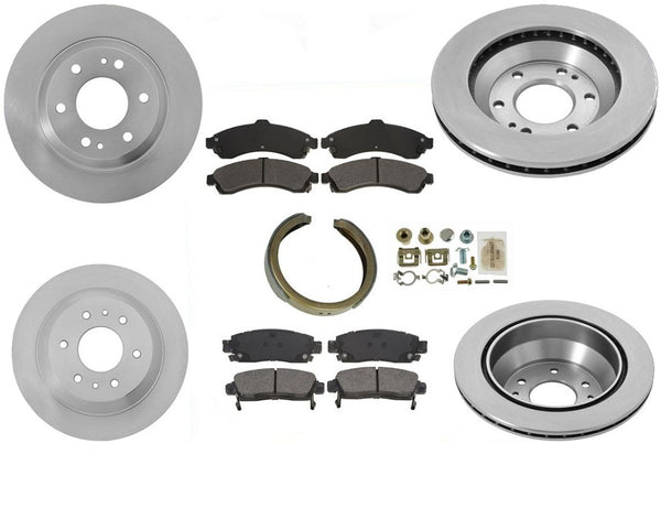 Fits 2002-2005 GMC Envoy Frt & Rr Brake Rotors & Pads Shoes Base 113" Wheel Base