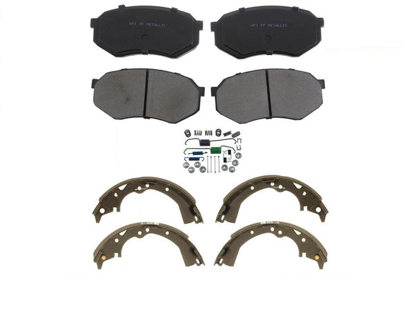 Almohadillas cerámicas delanteras Zapatas traseras Kit de herrajes 95-04 Toyota Tacoma Tracción trasera