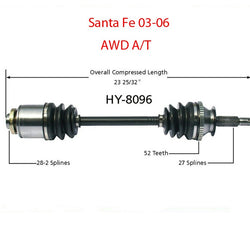 3.5L AWD 4x4 With Automatic Passengers Side HY-8096 CV Joint Axle Shaft
