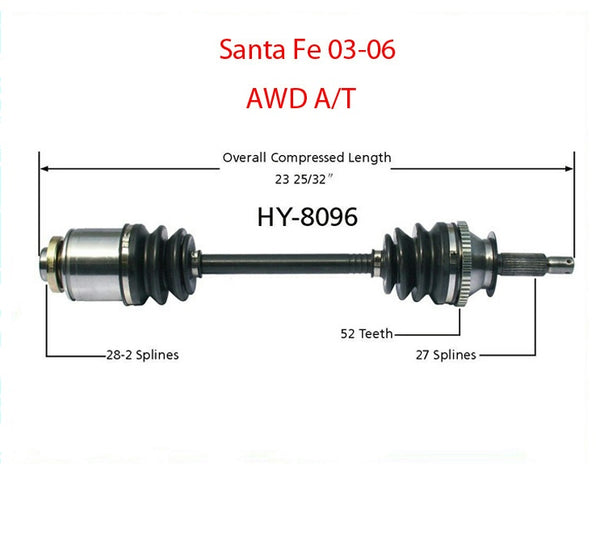 3.5L AWD 4x4 With Automatic Passengers Side HY-8096 CV Joint Axle Shaft