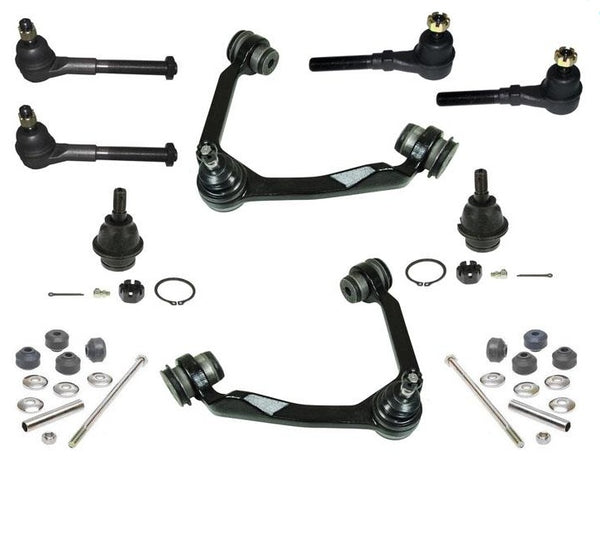 Ford 97-02 Expedition 4x4 4WD Upper Control Arm Ball Joint Tie Rod 10Pc Kit