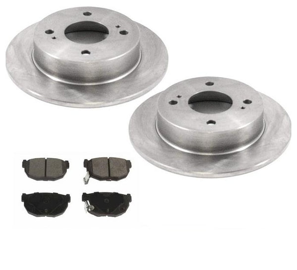 100% New Rear Disc Brake Rotors and Brake Pads for Nissan 240SX 1989-1998