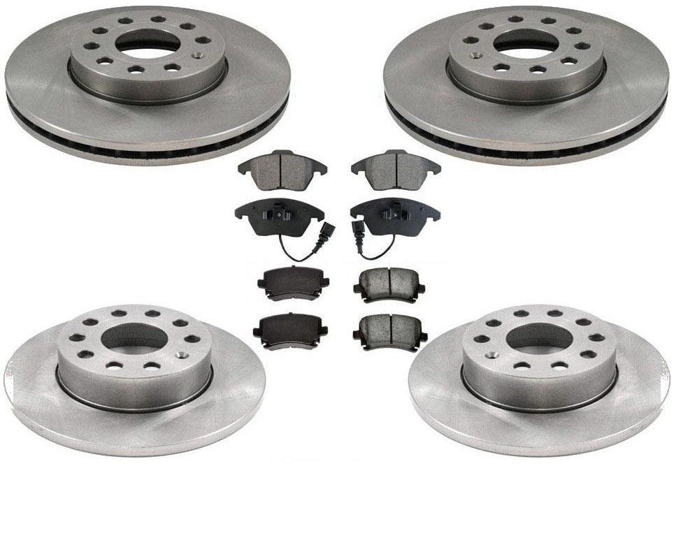Front & Rr Disc Brake Rotors W Ceramic Pads for 06-09 Volkswagen Rabbit