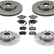 Rotores de freno de disco delantero y trasero con pastillas de cerámica para Volkswagen Rabbit 06-09
