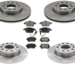 Rotores de freno de disco delantero y trasero con pastillas de cerámica para Volkswagen Rabbit 06-09