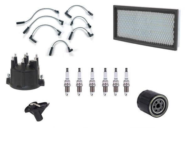 Fits 91-99 Jeep Cherokee 4.0L Ignition Wires Cap Rotor & Plugs Oil & Air Filter