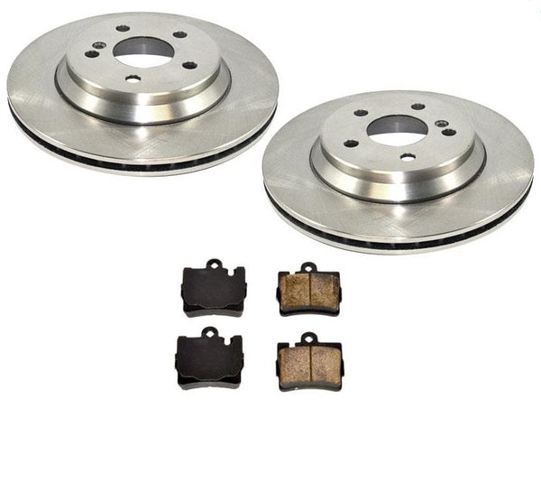 2001 2002 Mercedes S430 S500 (2) Rear Brake Rotors & Metallic Pads