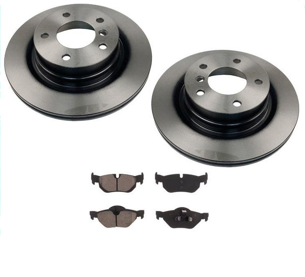 Fits For 07-12 328i Coupe & Sedan (2) Rear Brake Rotors Ceramic & Pads