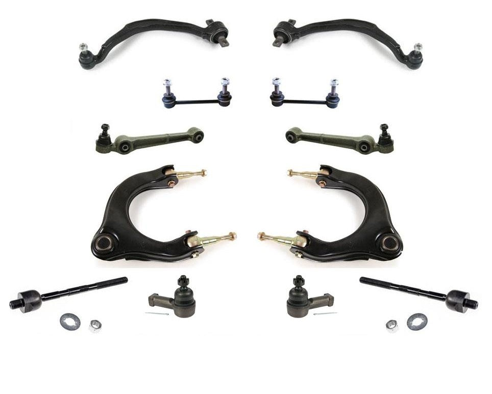 2 Upper & 4 Lower Control Arm Inner & Outer Tie Rod + Stabilizer Links 12pc Kit