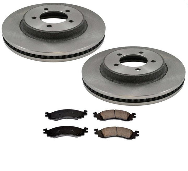 Fits For 06-2010 Explorer Mountaineer 2 Front Brake Rotors & Ceramic Front Pads