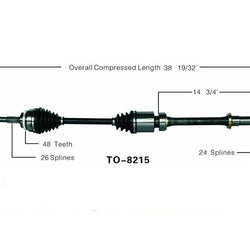 Front Right CV Drive Axle Shaft Complete Assembly Camry 2.4L Hybrid CVT