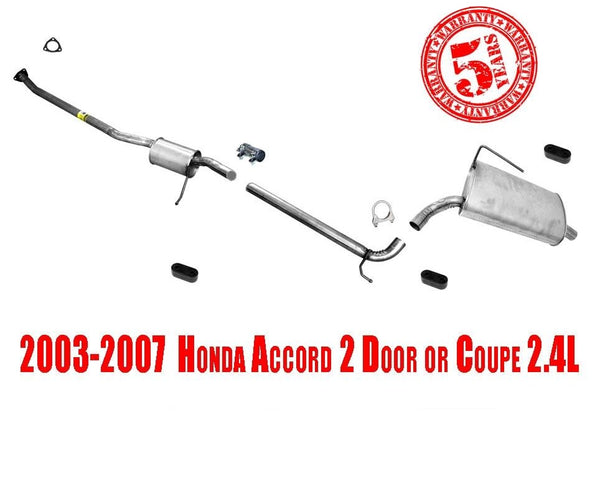 Fits Honda Accord 2 Door Coupe 2.4L 03-05 Rear Ext Pipe Resonator & Rear Muffler