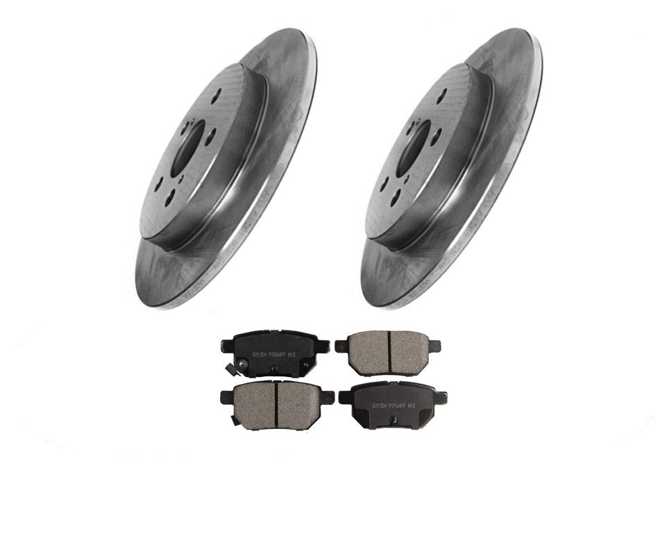 (2) Rear Disc Brake Rotor & Ceramic Brake Pads Fits 09-10 Vibe 09-13 Matrix