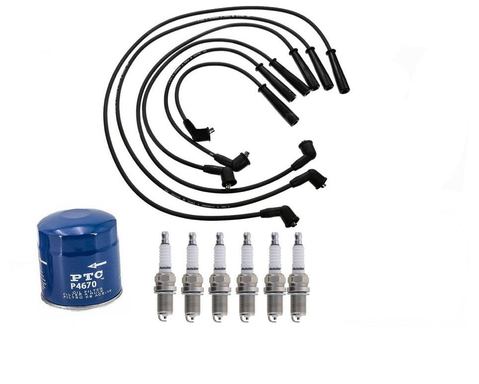 Ignition Spark Plug Wires + Plugs & Oil Filter for Mazda MPV Van 3.0L 1996-1998
