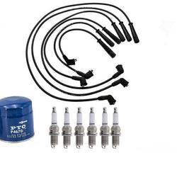 Ignition Spark Plug Wires + Plugs & Oil Filter for Mazda MPV Van 3.0L 1996-1998
