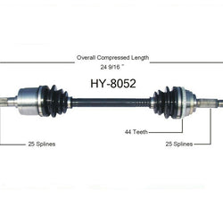 HY-8052 CV Axle Shaft - New, Front Left D/S 00-05 Accent W Manual transmission