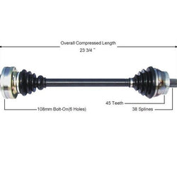 02-04 Audi A4 Quattro 3.0L M/T D/S CV Drive Axle Shaft
