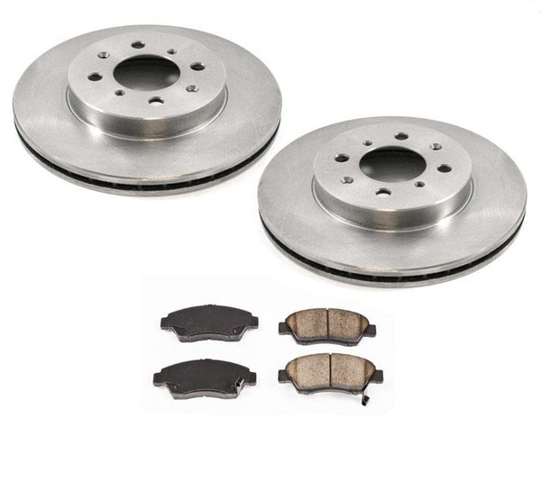 For 2007 2008 Honda Fit Coated Front Brake Disc Rotors Ceramic Disc Brake Pads