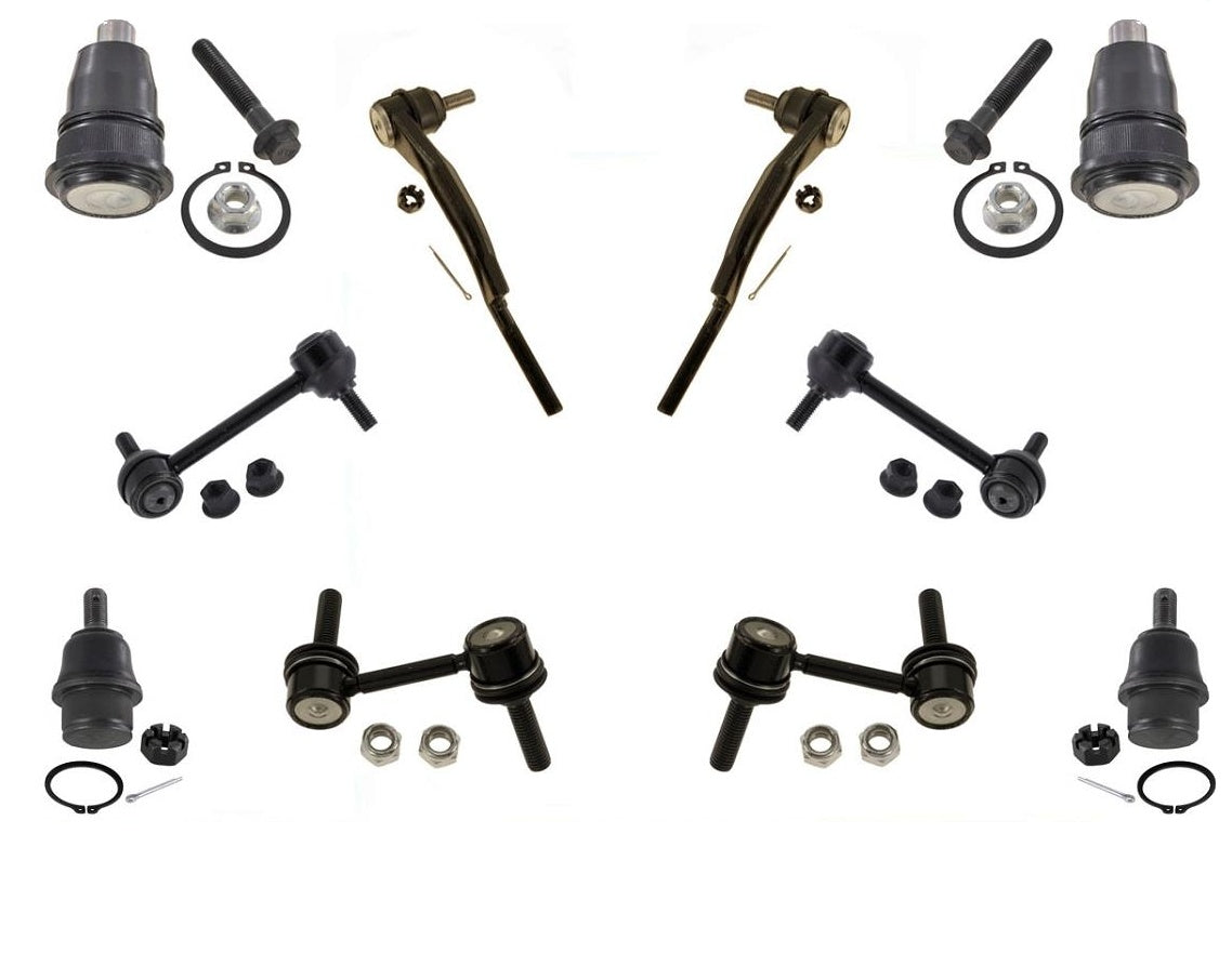 (4) Ball Joints Tie Rods Sway Bar Links For GMC Envoy Chevy Trailblazer 02-03