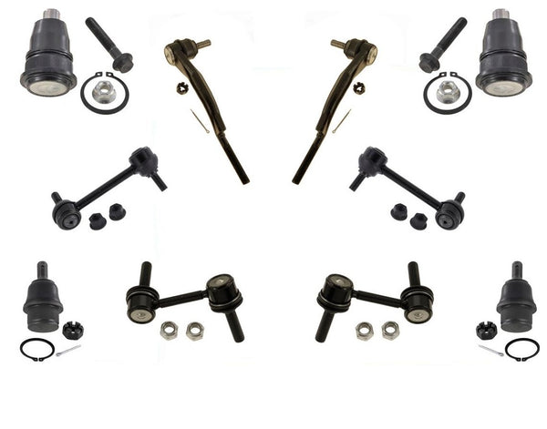 (4) Ball Joints Tie Rods Sway Bar Links For GMC Envoy Chevy Trailblazer 02-03