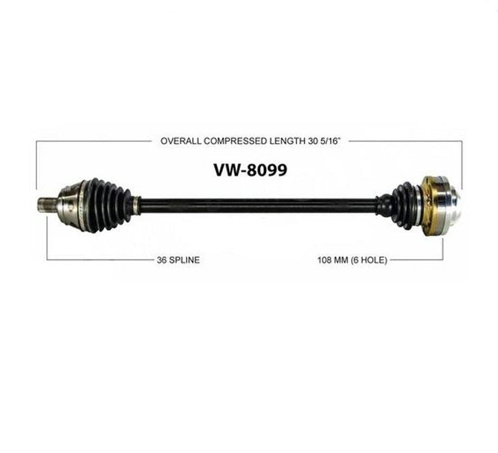 Jetta 1.8L 6 Speed M/T P/S to CH# 9m5149999 CV Shaft Complete Assembly Axle