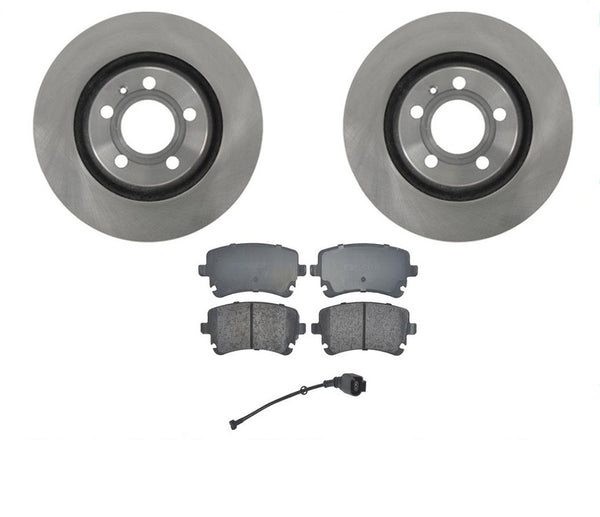 Fits For 2004-2009 AUDI S4 Rear Disc Rotors & Ceramic Brake Pad Set