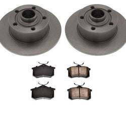 98-00 Audi A4 FWD Non Quattro Rotores de freno trasero izquierdo y derecho y pastillas de cerámica