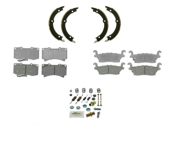 06-10 Hummer H3 FRONT & REAR Ceramic Disc Pads Parking Brake Shoes & Springs 4Pc