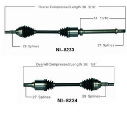 New Front Axles for Nissan Altima 2.5L with Automatic Transmission 2007-2012