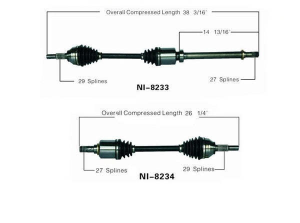 New Front Axles for Nissan Altima 2.5L with Automatic Transmission 2007-2012