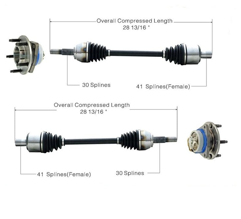 REAR CV Joint Axle Shaft Rear Axle Hub Bearings 4pc for Chevrolet Corvette 97-04