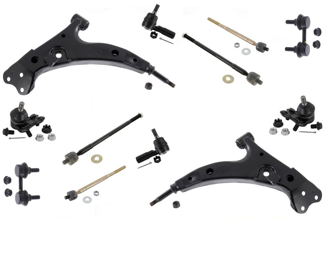 93-95 Prizm Corolla Kit de chasis de 12 piezas Brazos de control Enlaces estabilizadores Varillas de unión Rótula