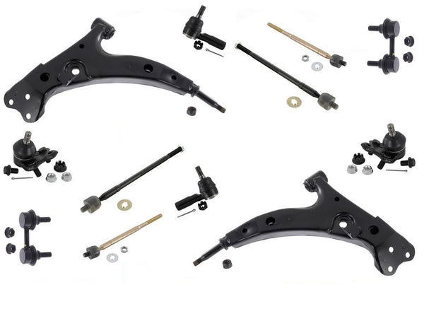 93-95 Prizm Corolla 12Pc Chassis Kit Control Arms Sway Links Tie Rods Ball Joint