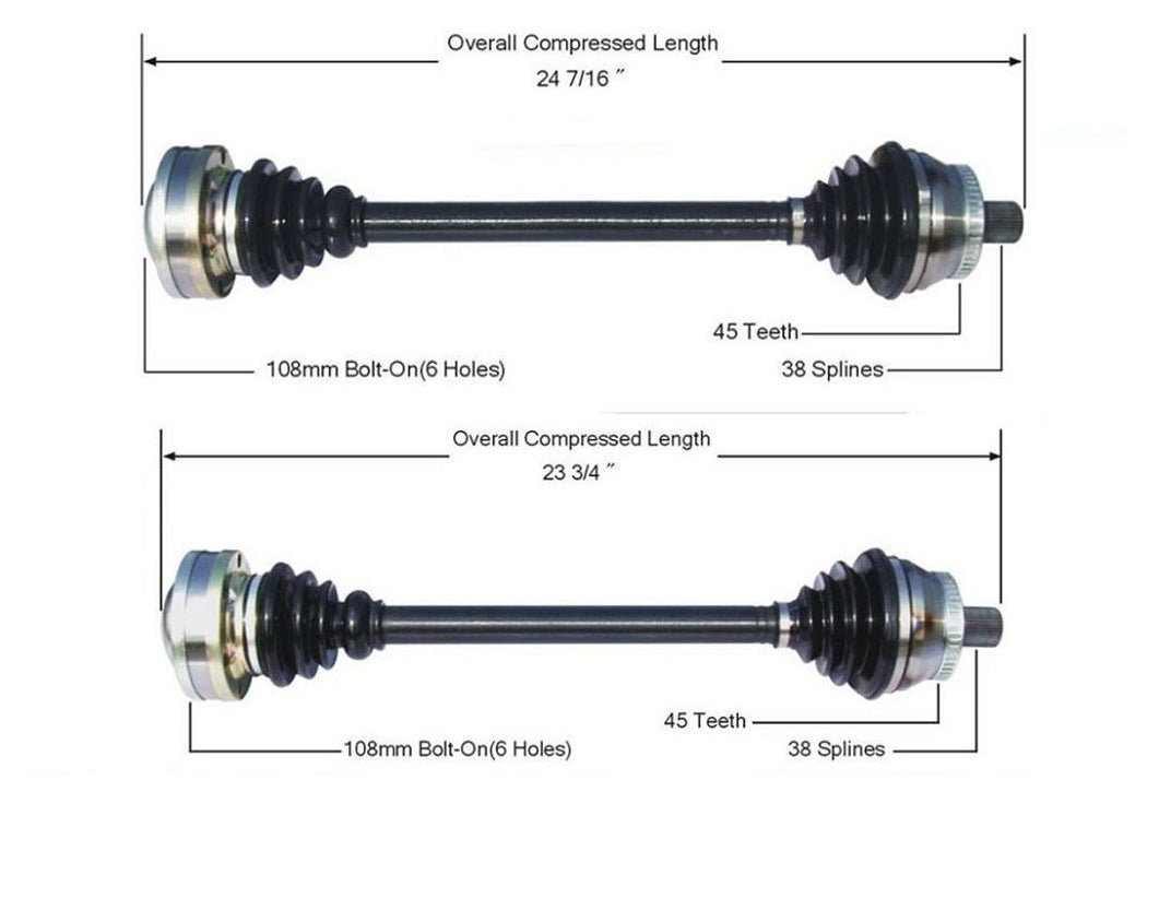 Front Manual Transmission Axles for Audi A4 4 Dr Sedan QUATTRO 3.0L 02-04
