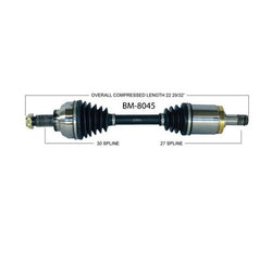 BM-8045 Eje CV - Nuevo, delantero izquierdo 2000 X5 4.4i Lujo Sport Utility 4 puertas 